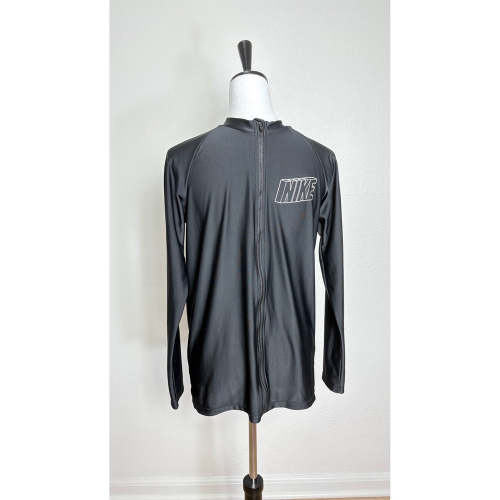 Nike Swoosh 3D Long Sleeve Full Zip Hydroguard Rash Guard Swim Shirt Size Small